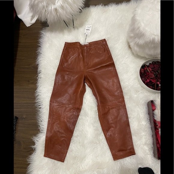 Zara Pants - Zara 100% leather cropped pants